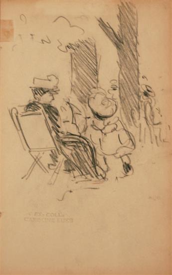 GEORGE LUKS Three conté crayon drawings.